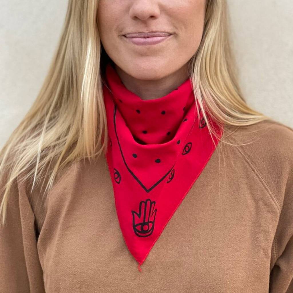 <h1>Hamsa & Dots Red Bandana</h1> Hamsa & Dots Red Bandana