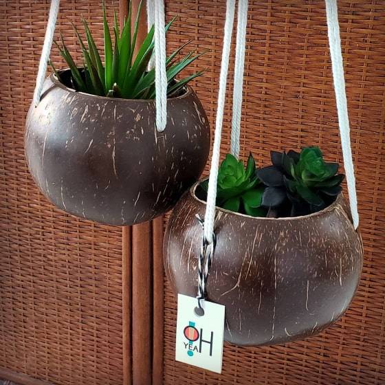 Coconut Macrame Hanging Planter