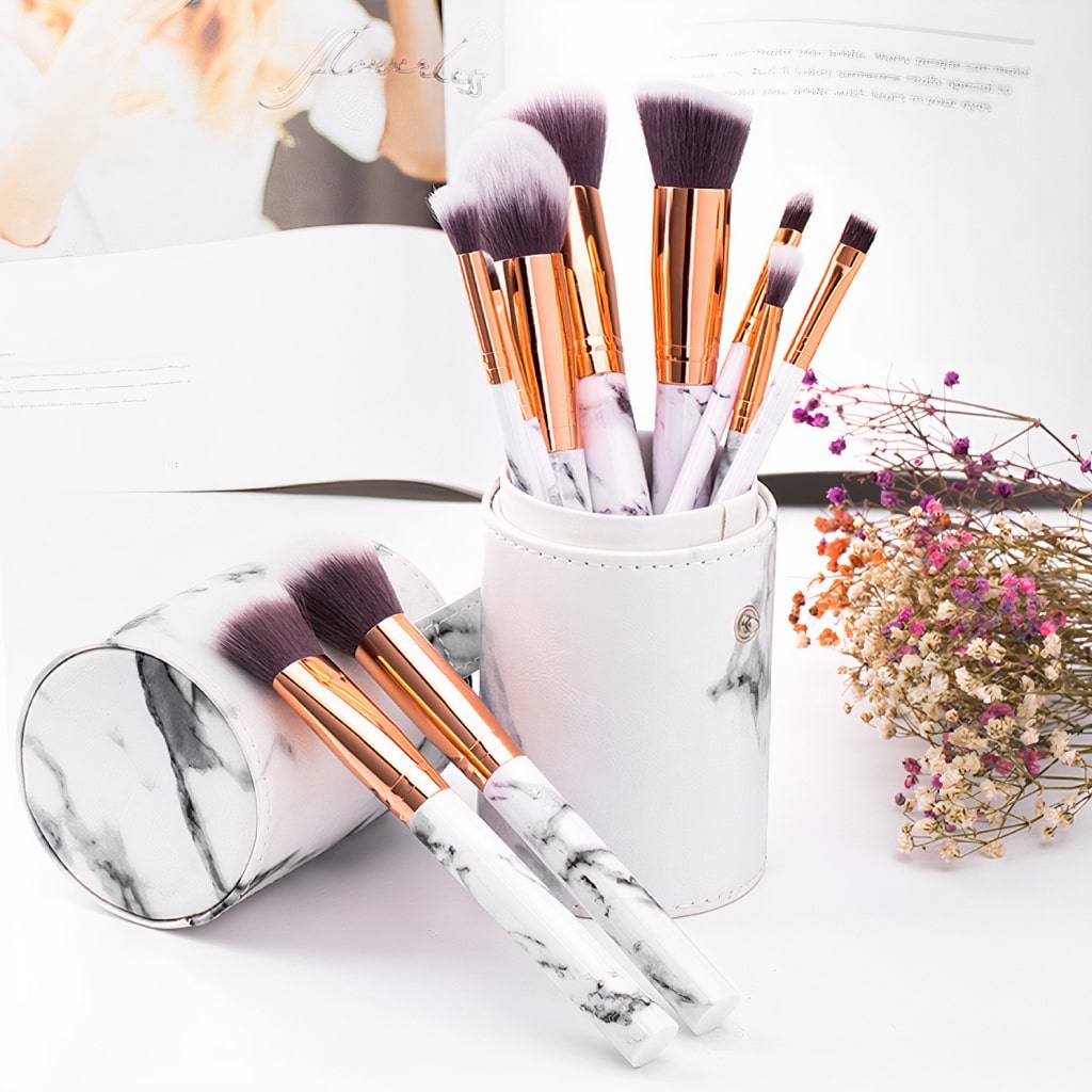 <h1>White Marble Makeup Brush Set</h1> White Marble Makeup Brush Set