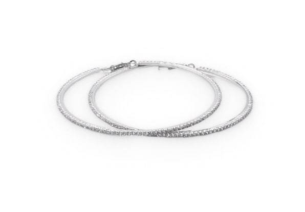 Silver Rhinestones Hoop Earrings Silver Rhinestones Hoop Earrings