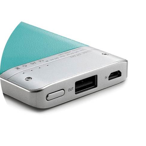 Blue Leather-Surface 6000mAh Power Bank Blue Leather-Surface 6000mAh Power Bank