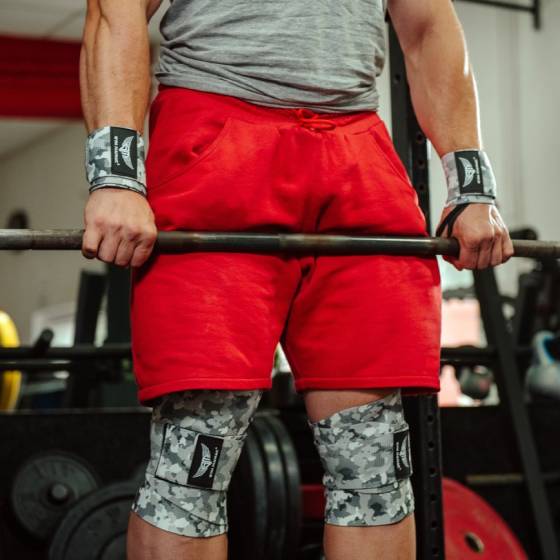 Gym Maniac Light Gray Camo GM Support Compression Knee Wraps Gym Maniac Light Gray Camo GM Support Compression Knee Wraps