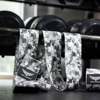Gym Maniac Light Gray Camo GM Support Compression Knee Wraps Gym Maniac Light Gray Camo GM Support Compression Knee Wraps