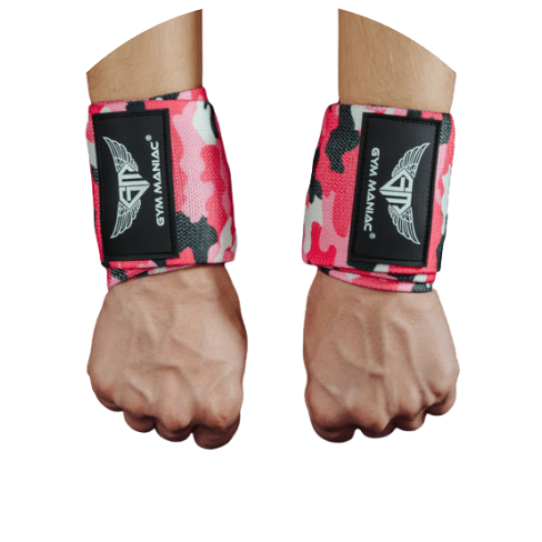 Gym Maniac Pink Camo GM Weightlifting Wrist Wraps Gym Maniac Pink Camo GM Weightlifting Wrist Wraps