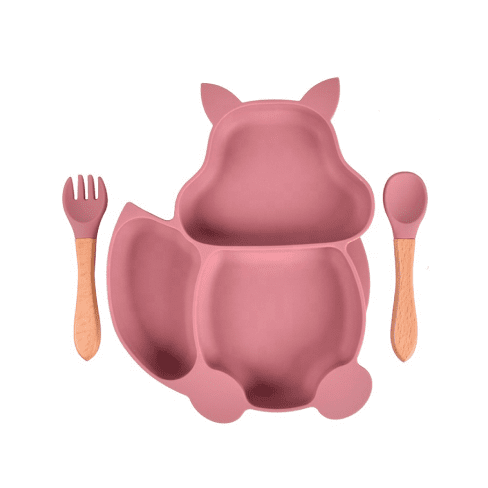 Pink Silicone Plate And Utensils Pink Silicone Plate And Utensils
