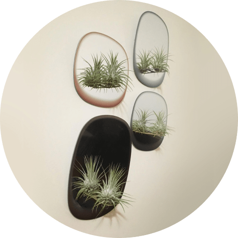 Rectangular Blue Plant Mirror Rectangular Blue Plant Mirror
