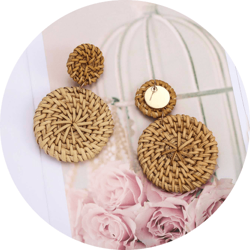 Round Rattan Earrings Round Rattan Earrings