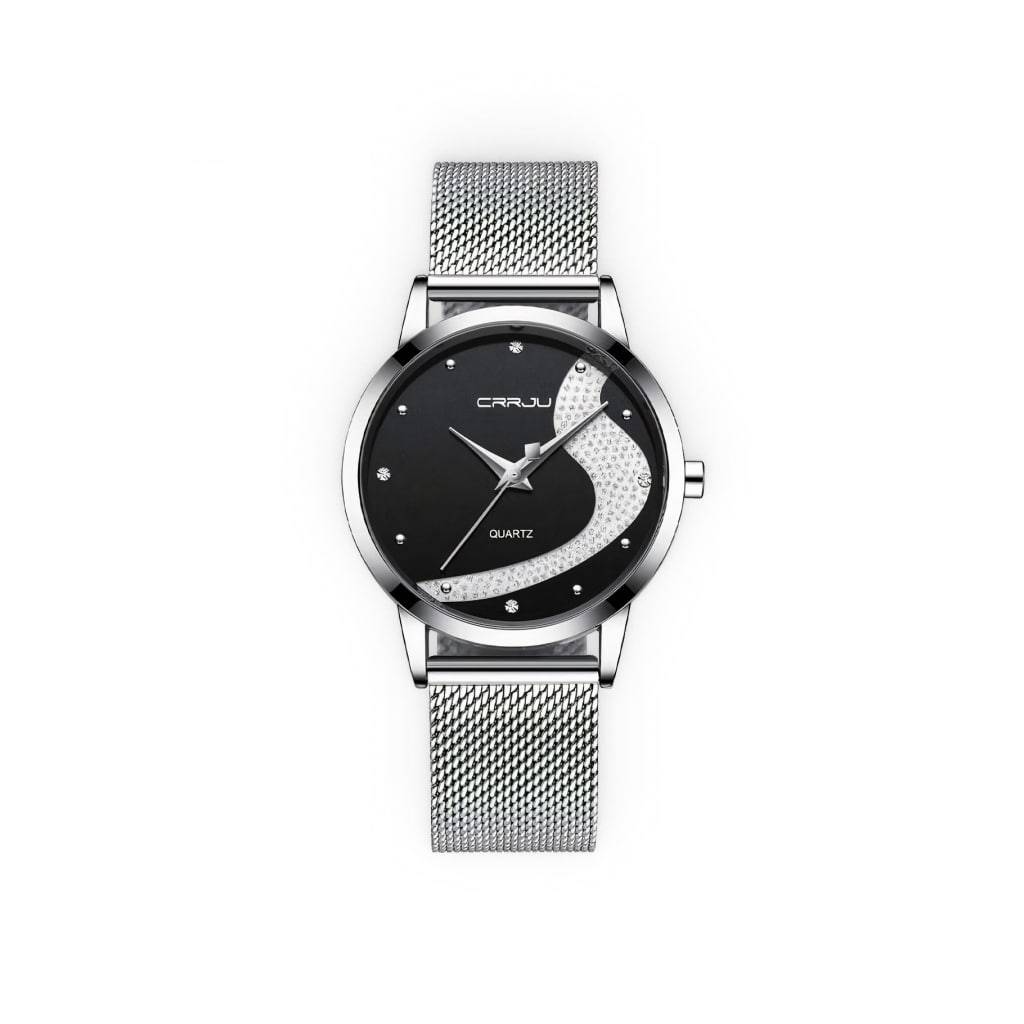 <h1>Silver & Black Women’s Diamond Quartz Watch Fashion</h1> Silver & Black Women’s Diamond Quartz Watch Fashion