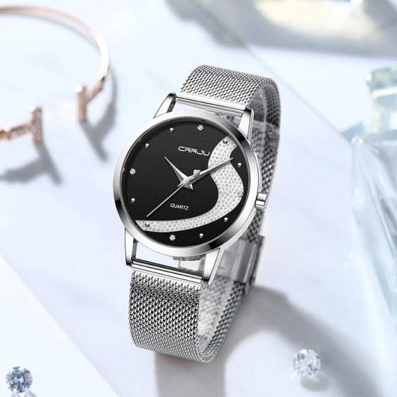 Silver & Black Women’s Diamond Quartz Watch Silver & Black Women’s Diamond Quartz Watch