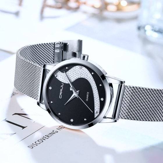 Silver & Black Women’s Diamond Quartz Watch Silver & Black Women’s Diamond Quartz Watch