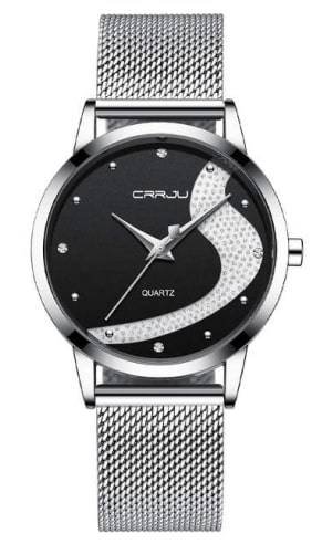 Silver & Black Women’s Diamond Quartz Watch Silver & Black Women’s Diamond Quartz Watch