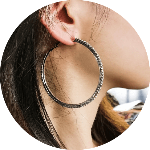 Silver Rhinestones Hoop Earrings Silver Rhinestones Hoop Earrings