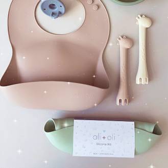 Soft Grey & Pink Fork & Spoon Set