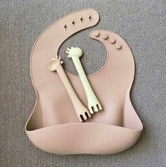 Soft Grey & Pink Fork & Spoon Set