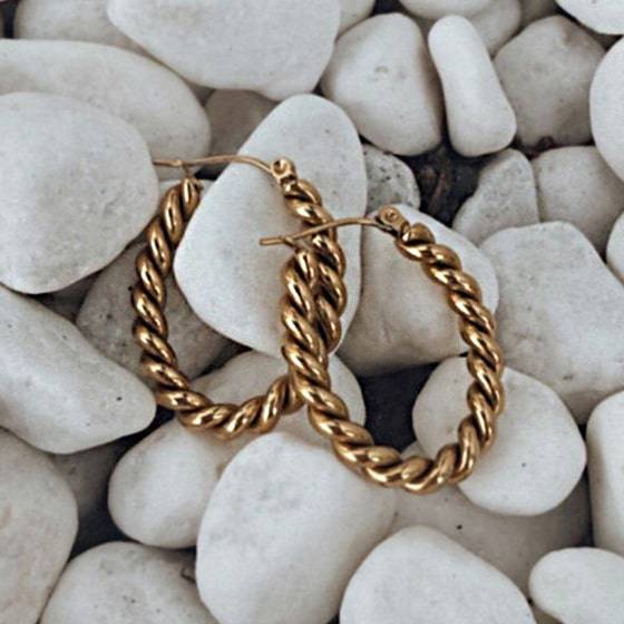Twisted Gold Hoop Earrings Twisted Gold Hoop Earrings